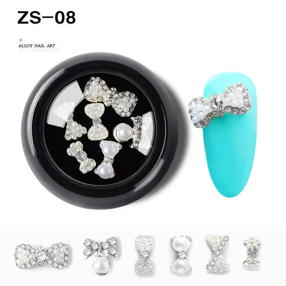 ZS-08 1 упаковка, Рождественский 3d дизайн, Стразы для ногтей, хрустальные металлические шпильки, Ювелирное кольцо для ногтей, корона, бант, маникюр, сделай сам, украшение для ногтей - Цвет: ZS-08