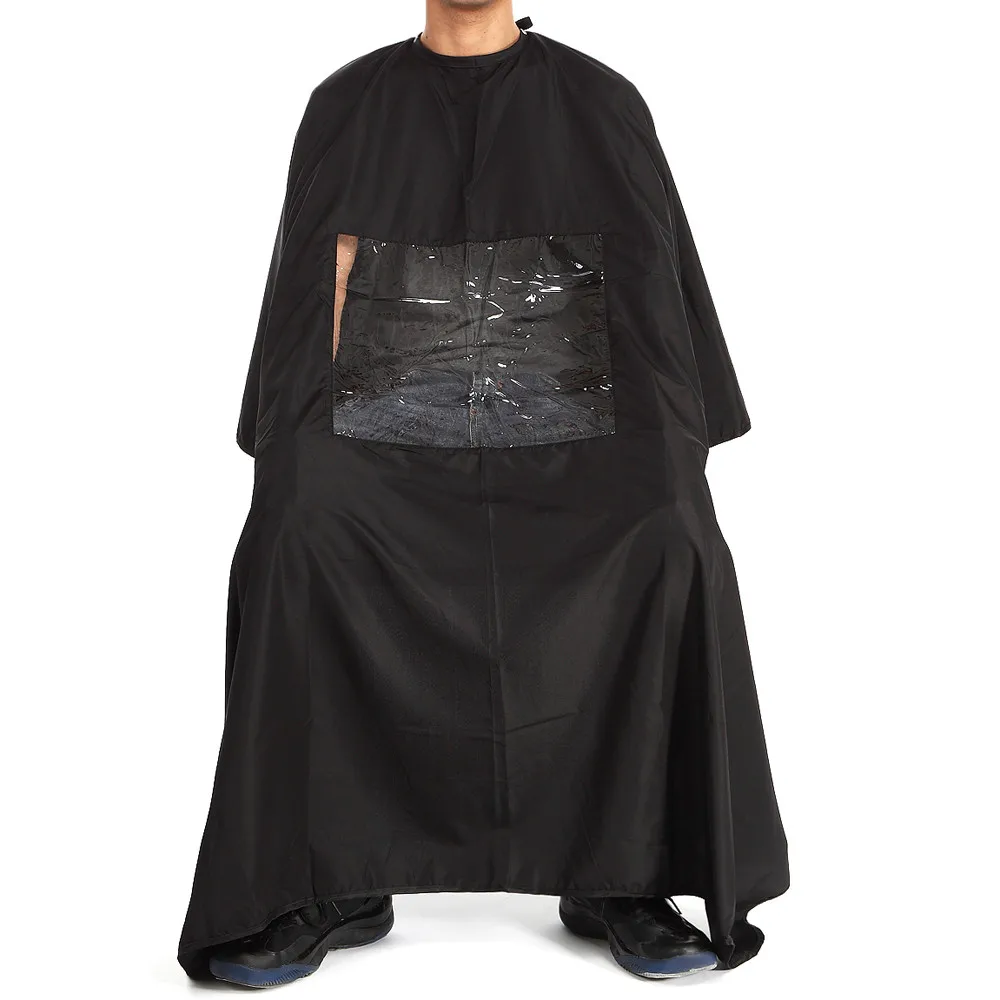 Плащ для стрижки волос взрослых черная водонепроницаемая ткань парикмахерских