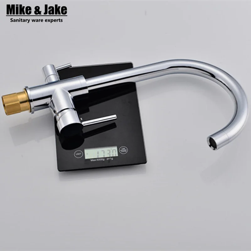 Твердый латунный хромированный кухонный кран для воды 3-ходовой двойной