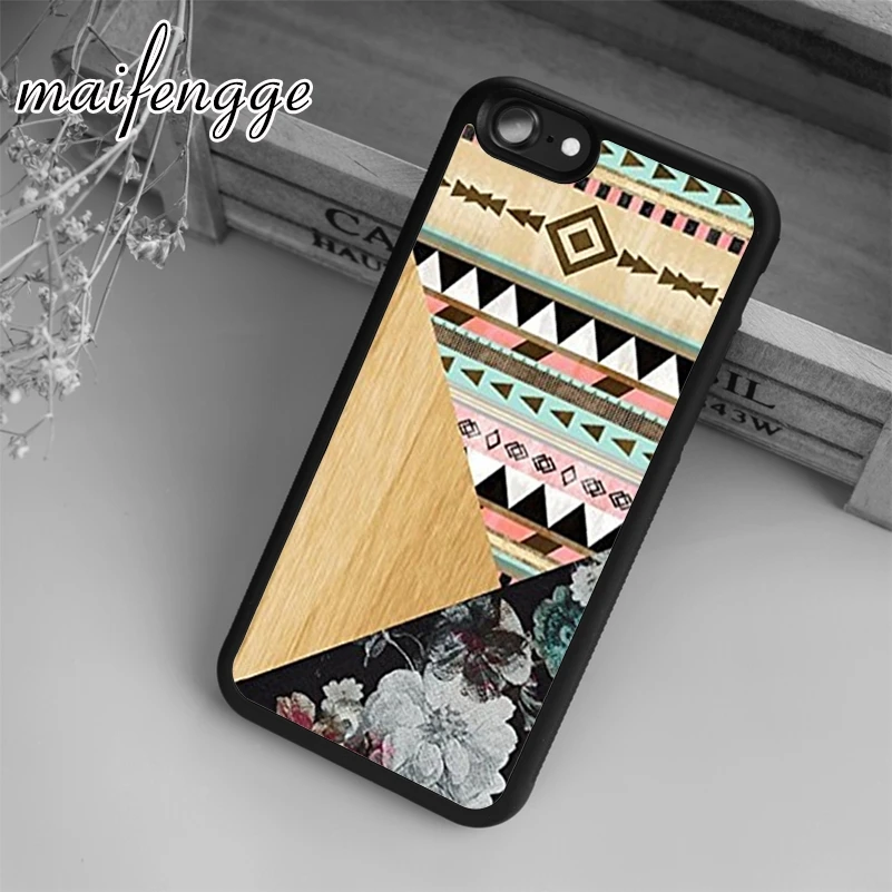 Maifengge цветочный племенной узор деревянный текстурный чехол для iPhone 5 6 7 8 plus 11 12 Pro X