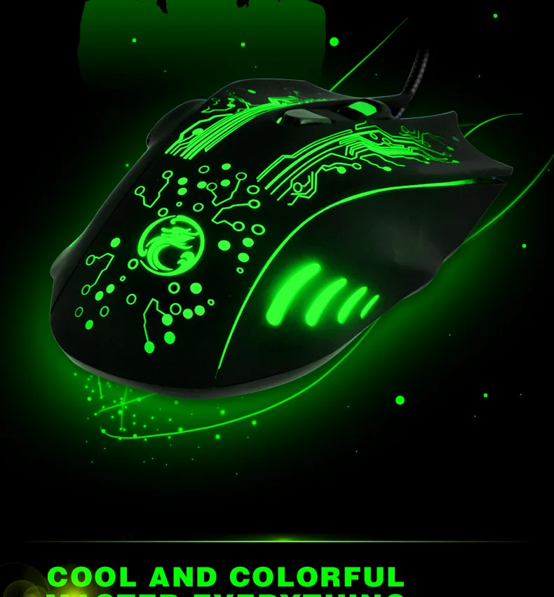 Проводная игровая мышь, USB, оптическая, светодиодный, с подсветкой, мышь для геймера, 6 кнопок, компьютерные мыши, 5000 точек/дюйм, для ПК, ноутбука