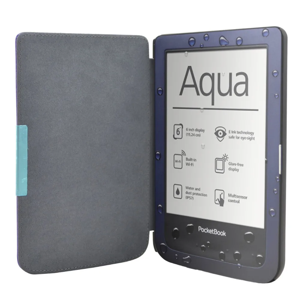 Чехол-книжка из кожи smart cover для Pocketbook aqua 640 ereader + протектор экрана стилус |