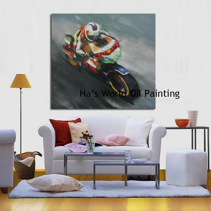 100% Hand painted Abstract Beautiful Motorcycle Oil Painting Pictures On Canvas Modern Living Room Wall Decor Picture no Framed | Дом и сад