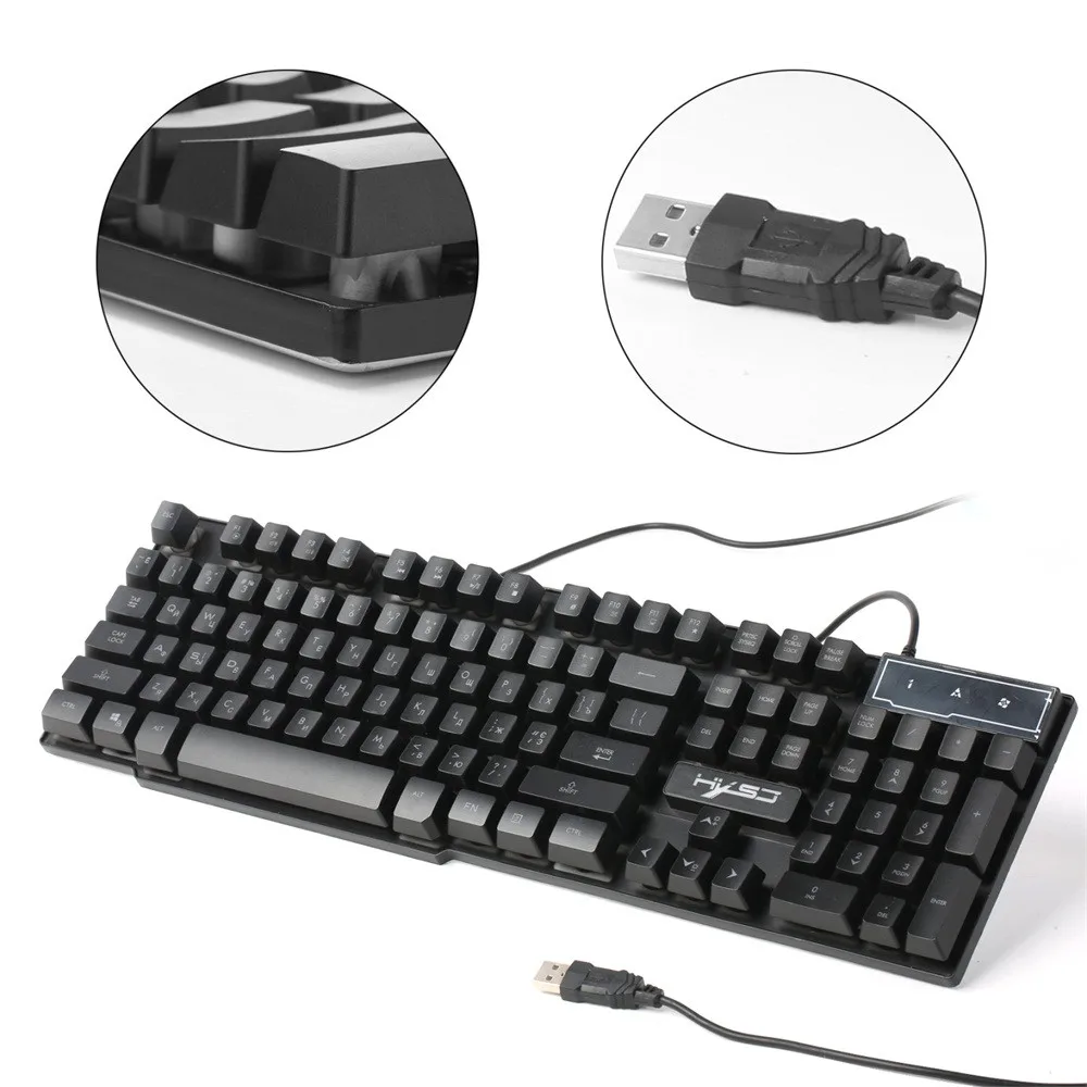 VOBERRY HXSJ R8 3 цвета светодиодный usb-кабель с подсветкой мультимедийная компьютерная игровая клавиатура высокочувствительная механическая ручная клавиатура
