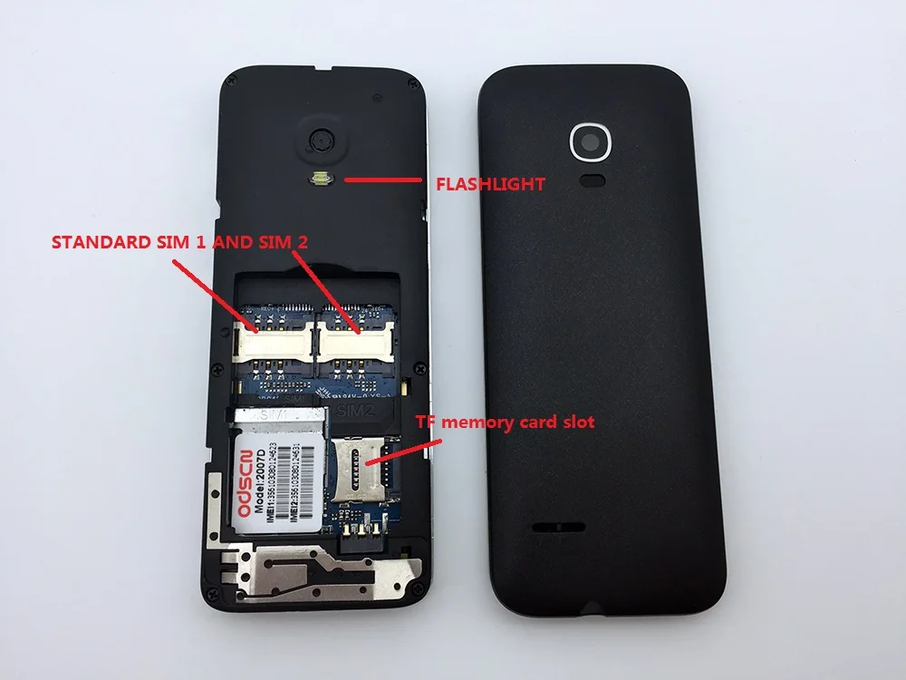 ODSCN 2007D Dual Sim FM радио Bluetooth громкий динамик кнопочный мобильный телефон дешевые Gsm сотовые телефоны можно добавить русскую клавиатуру