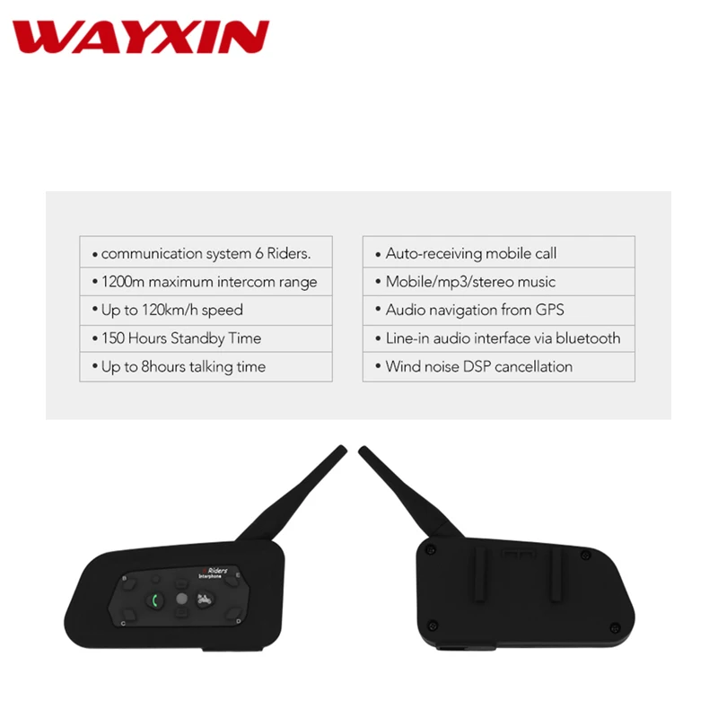 4 шт WAYXIN шлем гарнитуры домофон Универсальный домофон мотоцикл R6 Bluetooth домофоны для мотоцикла Bluetooth домофон