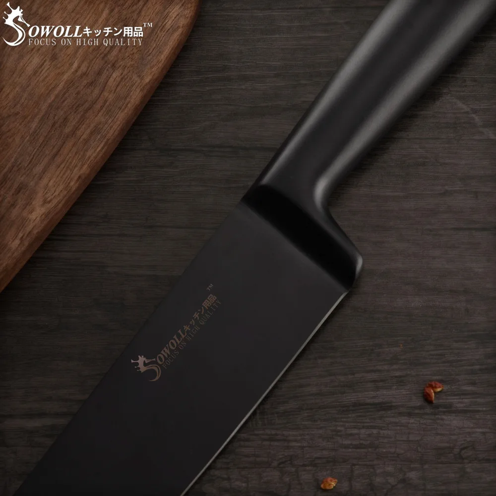 SOWOLL черный кухонный нож из нержавеющей стали 3Cr13 острые лезвия набор кухонных