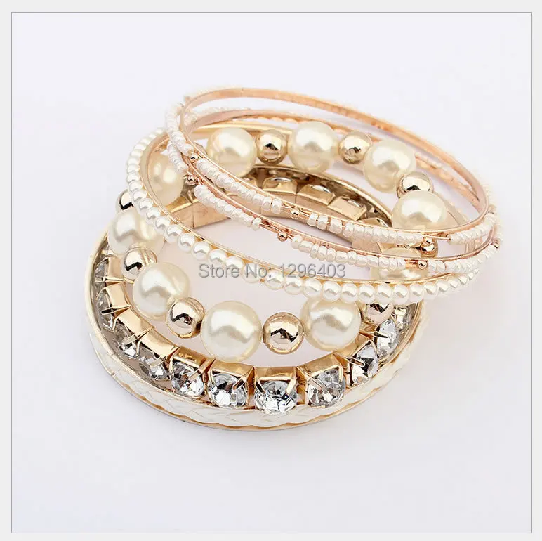 Free Shipping 2015 Women Brand New Design Hand Accessory Vintage Bohemia pearl Bracelet Character Multichamber Bangles C-1857 | Украшения и