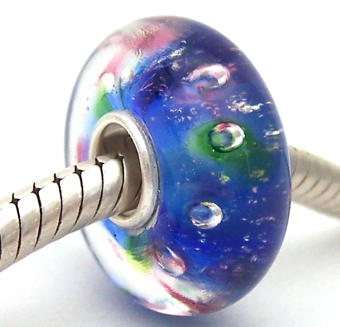 

PJG900 100% S925 Sterling Silver Beads Murano Glass beads Fit European Charms Bracelet charms diy jewelry Lampwork GlassBeads