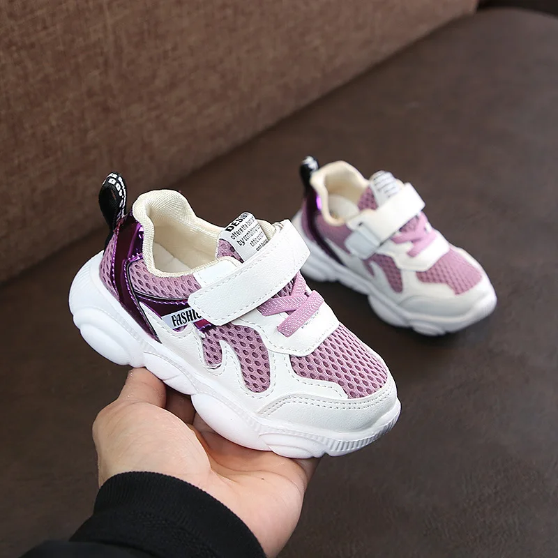 2019 Purple Comry/Детские кроссовки; обувь для девочек; bosy; кроссовки для бега; дышащая повседневная обувь с мягкой подошвой для девочек; детские кроссовки - Цвет: 2019 Purple