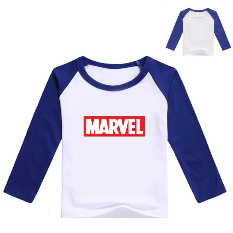 color at picture Новая одежда для девочек от 2 до 12 лет рубашка с героями комиксов Marvel топы для мальчиков года, детские футболки с длинными рукавами на осень, футболки для маленьких мальчиков, dert4455 - Цвет: color at picture