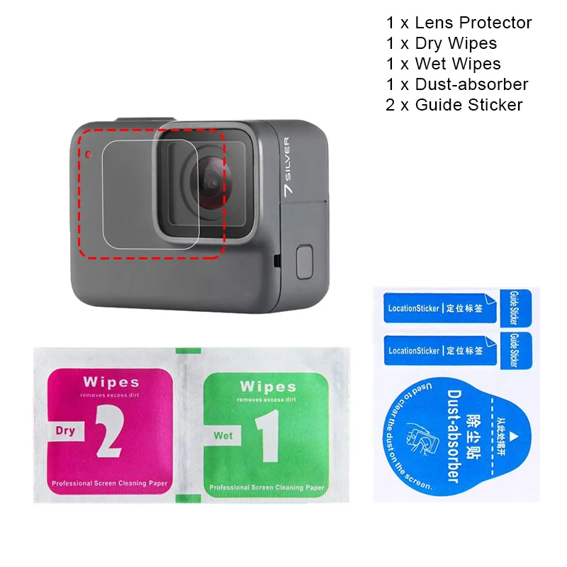 Lens Protector Закаленное стекло объектива+ ЖК-экран протектор для GoPro Hero 7 серебро/белый экшн-камера защитная пленка для Go Pro аксессуар - Цвет: Lens Protector