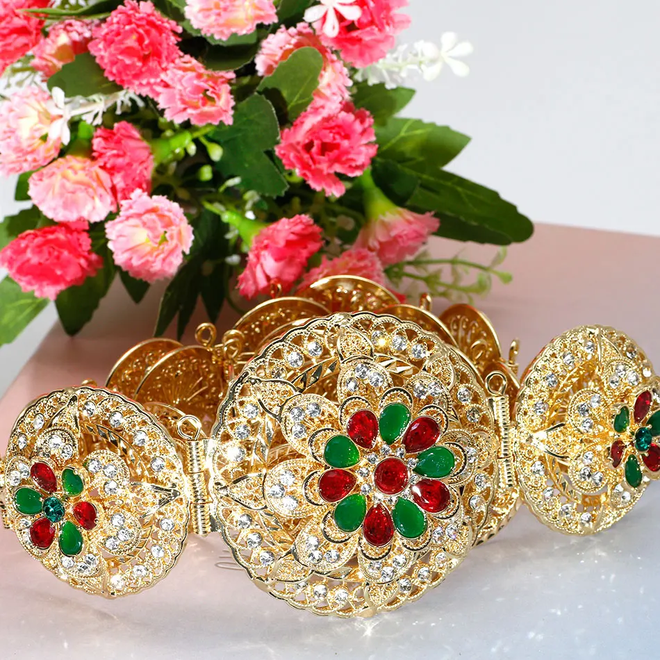 belt1307COLOR SUNSPICE-MS женский цветочный металлический Свадебный ремень для платья Ювелирные изделия золотого и серебряного цвета Ctystal поясная цепь круговая Пряжка из сплава - Цвет: belt1307COLOR