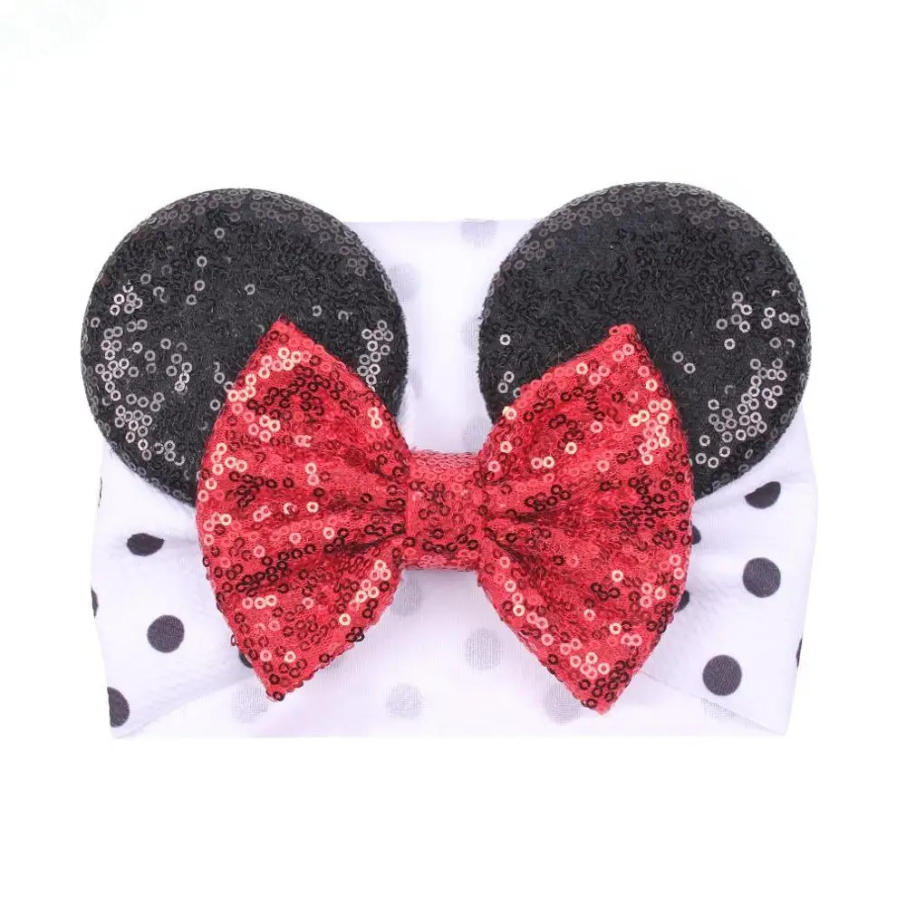 5 &quotметаллические банты для волос Минни Маус ободки девочек большие блестки уши