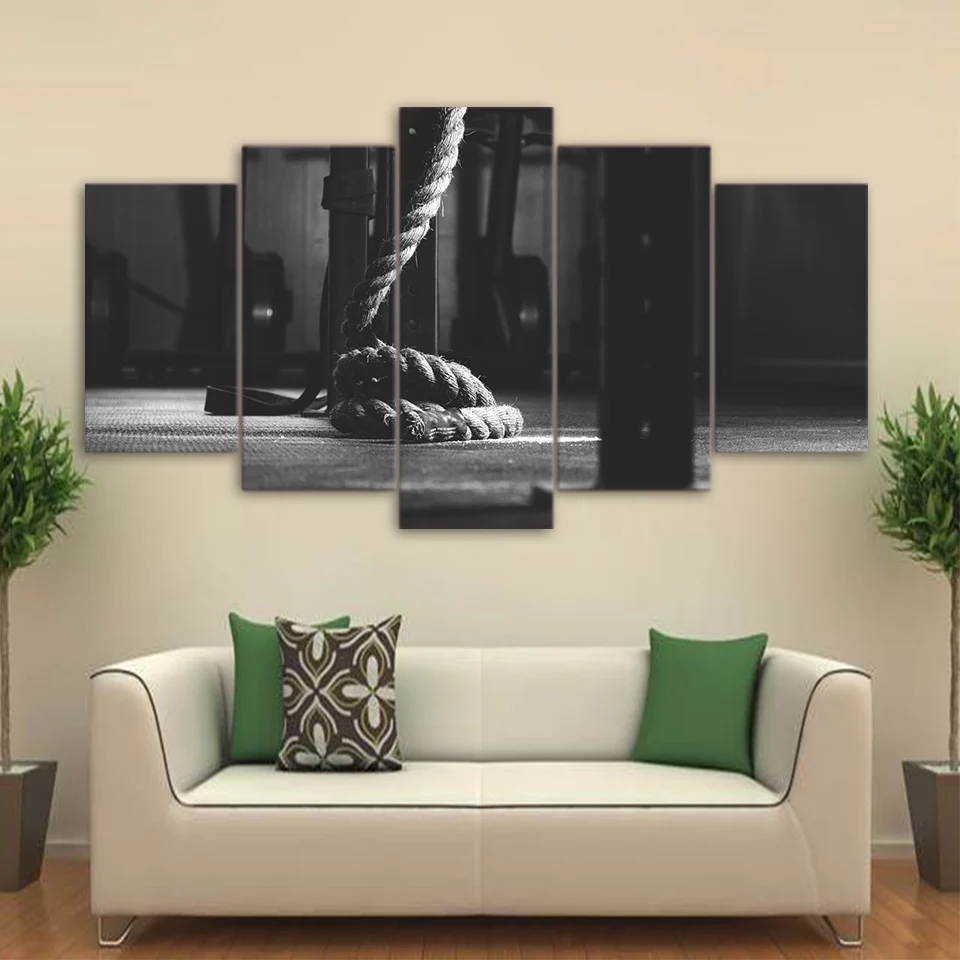 5 Pieces HD Printed Posters Crossfit Gym Paintings Room Decor Modern Frame Wall Art Pictures Canvas Fitness Equipment Photo | Дом и сад