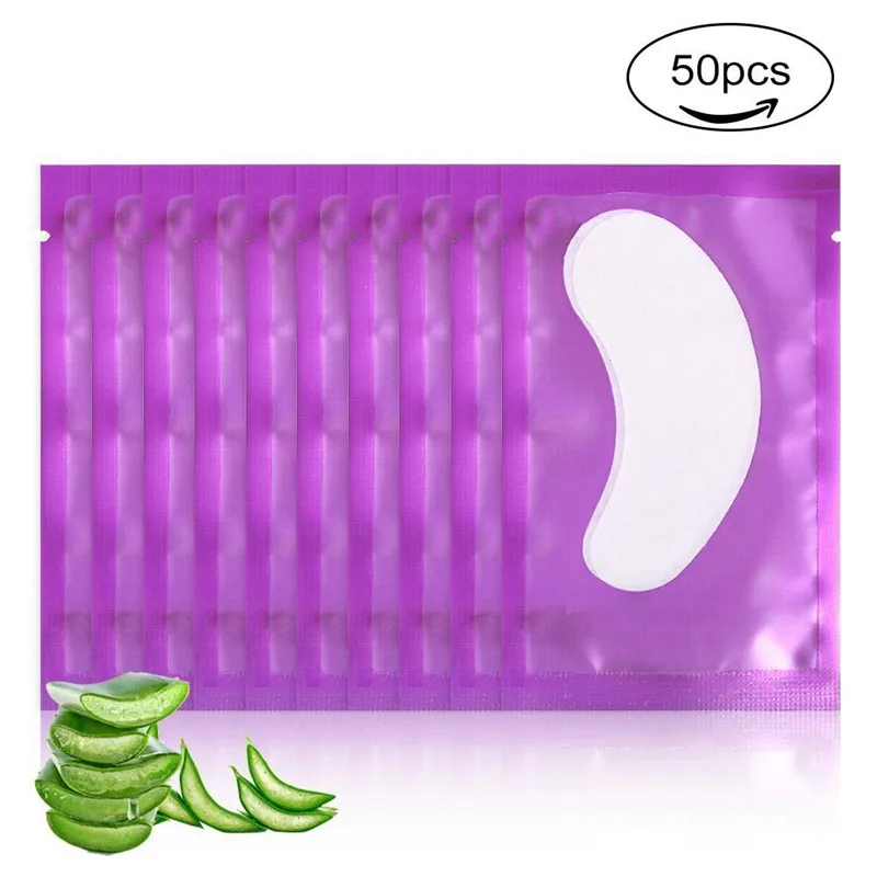 Purple 50 пар/компл. наращивание ресниц гидрогель под гелевая маска для глаз патч Стикеры лента посадки Привитые ресниц Набор для макияжа бровей, изоляционная панель - Цвет: Purple