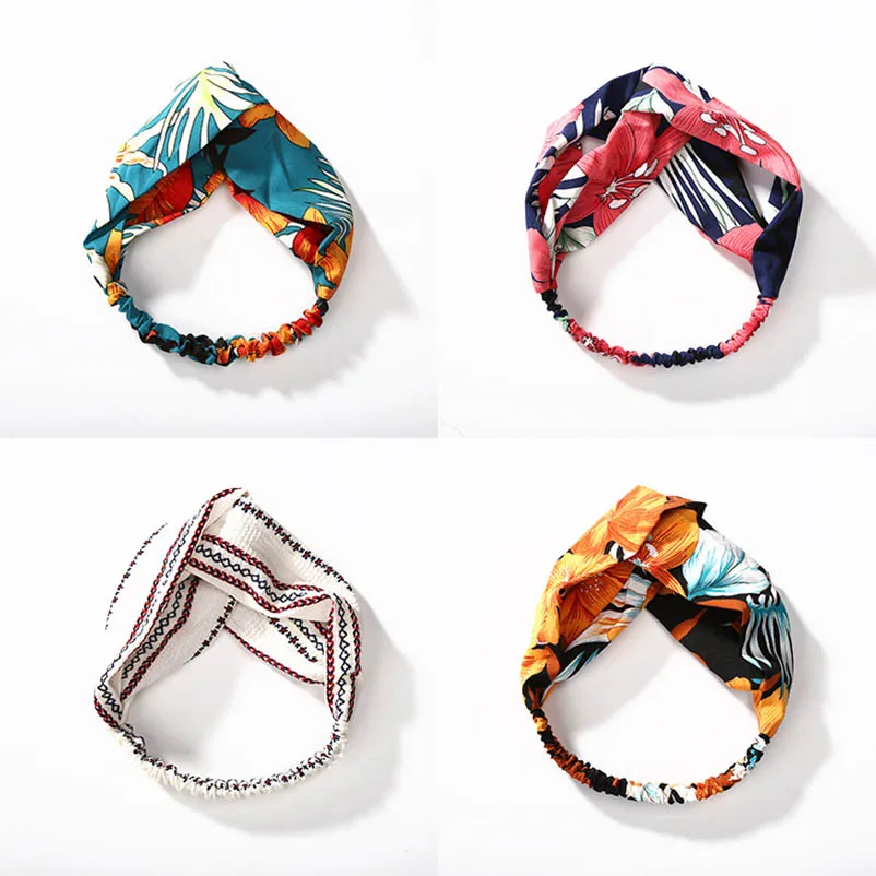 Женская повязка на голову с крестиком белый оранжевый розовый синий тюрбан