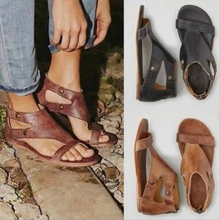 Сандалии женские на платформе открытый носок молния заклепки каблук танкетка