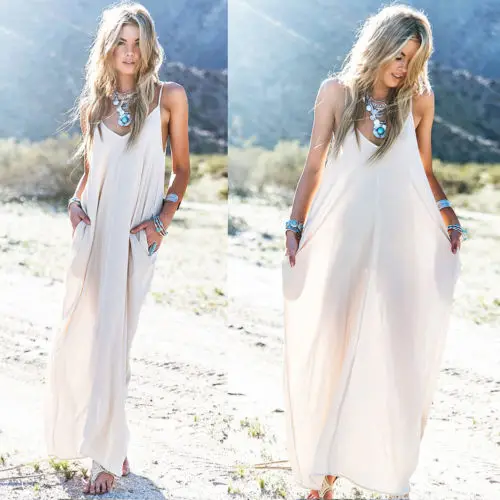 Women Dress Boho Long Maxi Beach Holiday Party Casual Summer Sundress Sleeveless Girl Vestido | Женская одежда