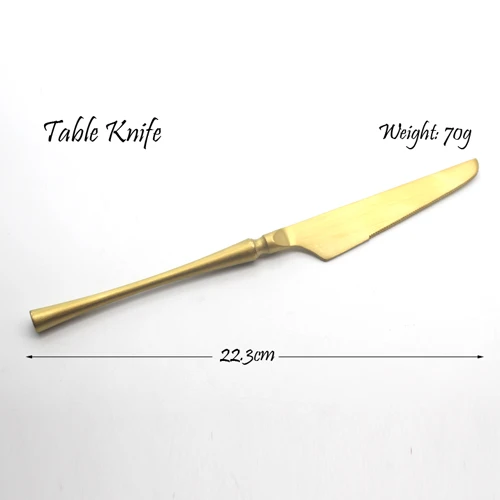 Table Knife Королевский Золотой Западная обеденная посуда набор столовых приборов 304 Матовый нержавеющий с золотым ножом вилка набор кухонных принадлежностей 1 шт - Цвет: Table Knife