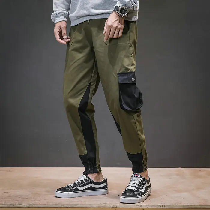Army Green Япония стиль новые Harajuku Мужские штаны для бега уличные повседневные брюки карго уличные спортивные брюки модные хип хоп брюки - Цвет: Army Green