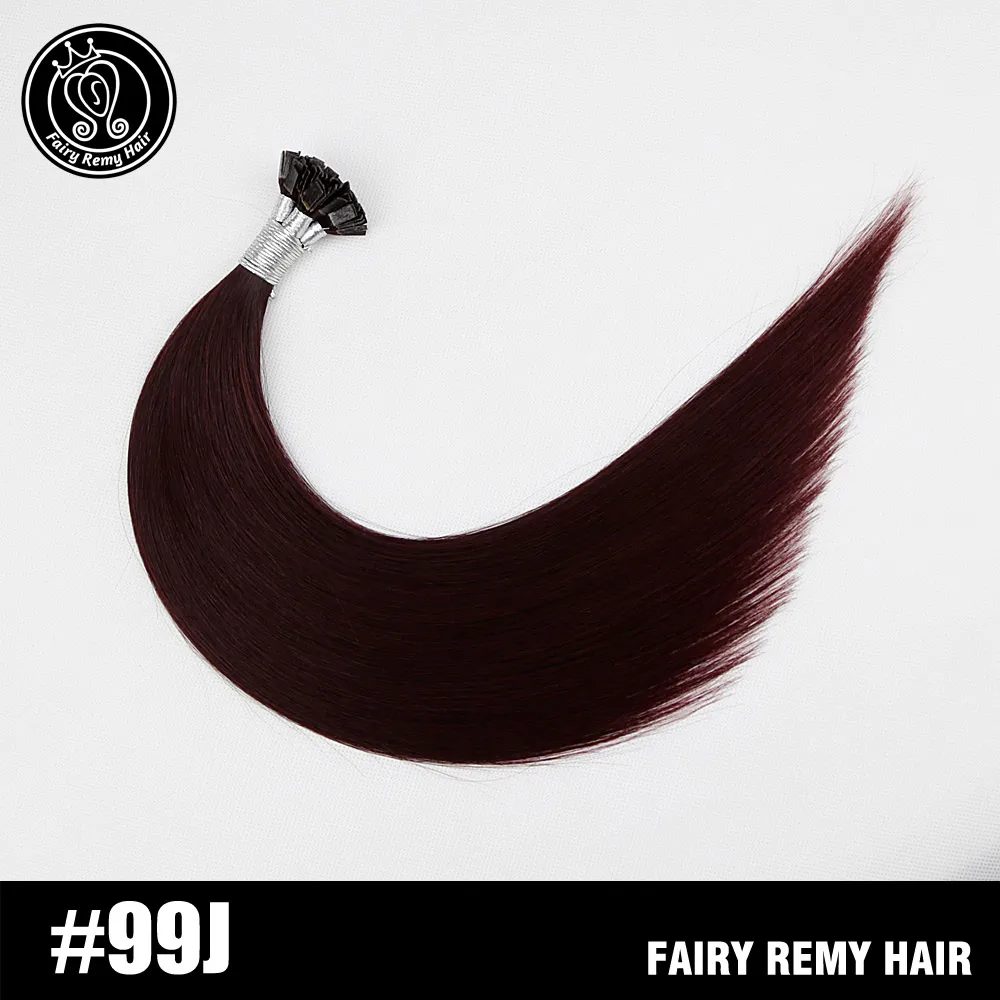 # 99J Фея remy волосы 2" Remy Кератиновый плоский кончик человеческие волосы для наращивания блонд цвет прямые капсулы Предварительно Связанные волосы для наращивания натуральный - Цвет: # 99J