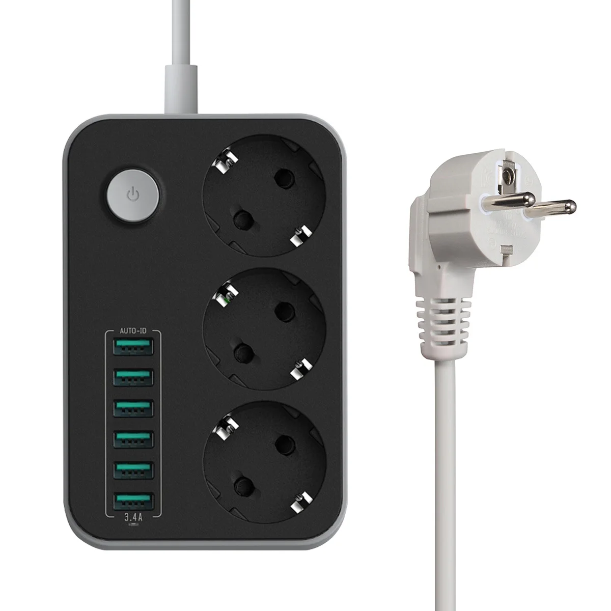 5V 3.4A Настольная 3 Розетка 6 USB порт 5.24 фута/1 м штепсельная вилка европейского