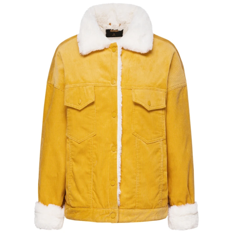 SEMIR Женская Вельветовая куртка с ворсом нагрудным карманом и наклонным женская