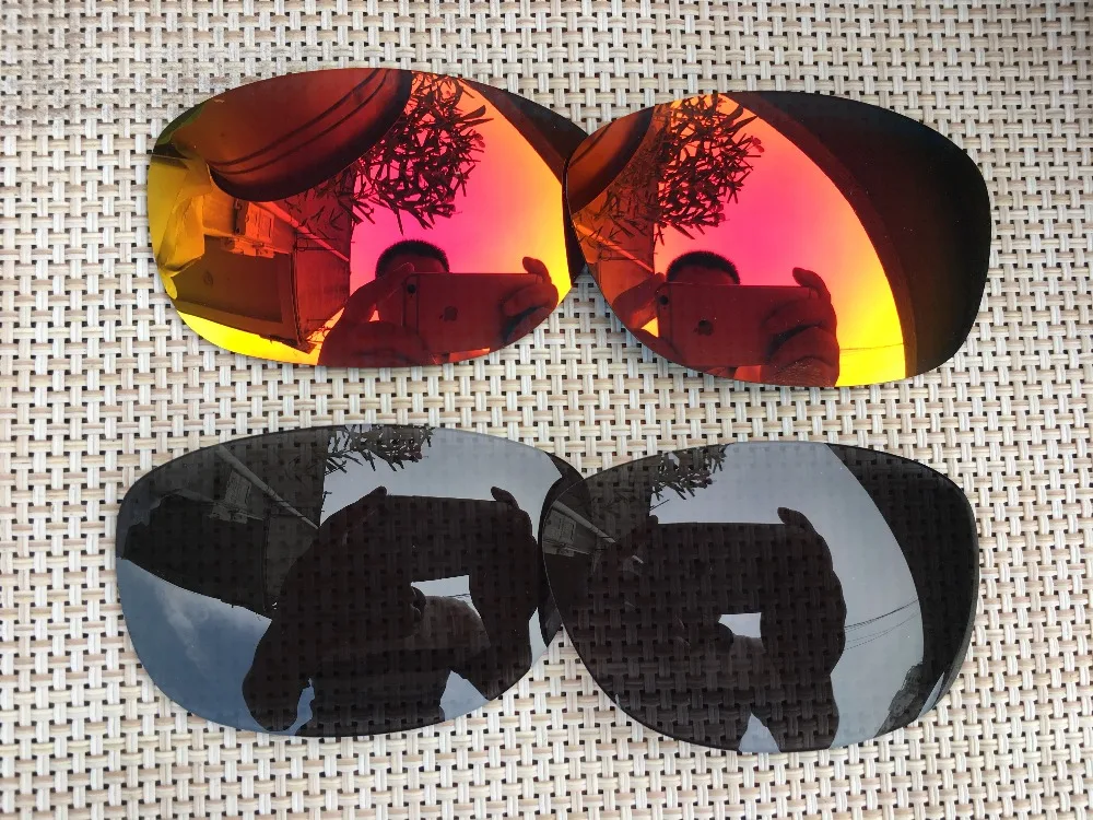 2 пары огонь красный и черный Поляризованные замены линзы для Pit Bull