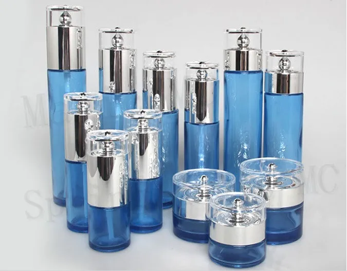 100ML Frosted/White/Green/Blue Glass Bottles With Plastic Stopper Silver Lid For Water/Cleaning/Moisturizing Cosmetic Containe | Красота и