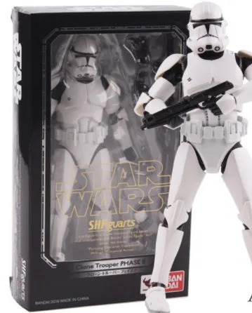 have retail box New Hot! 15CM Star Wars SHF Clone Trooper PHASE II / PHASE I Captain PVC Action Figure Collectible Model Toy Doll - Цвет: have retail box