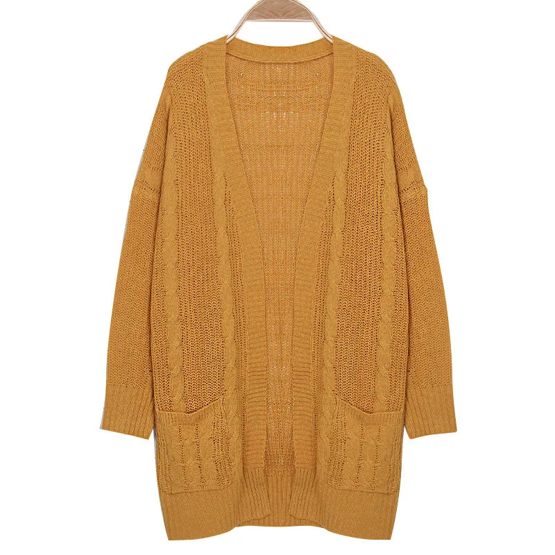 Женский длинный вязаный кардиган с рукавом летучая мышь однотонный свободный