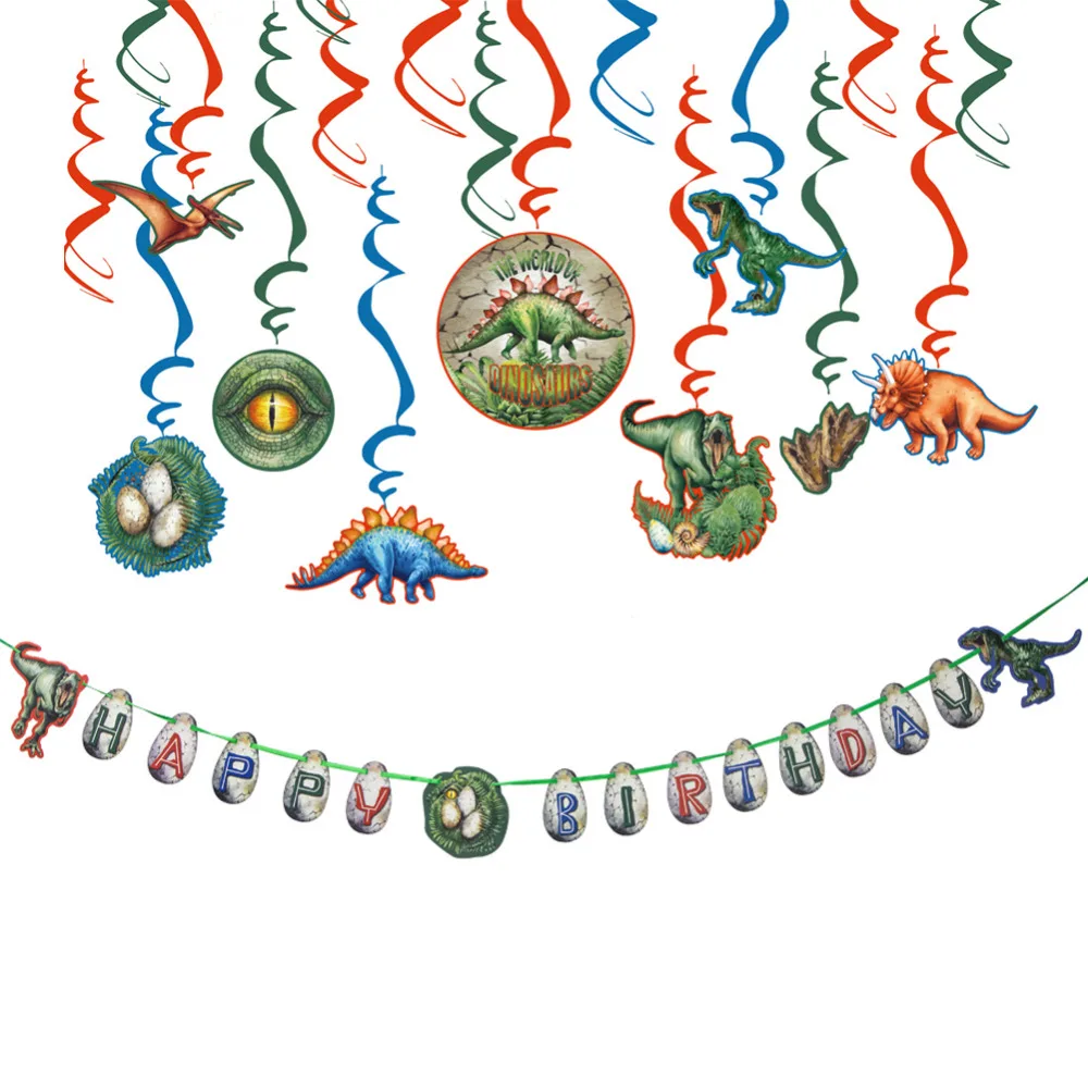 Динозавр день рождения украшение набор висячие вихревые украшения торт Топпер