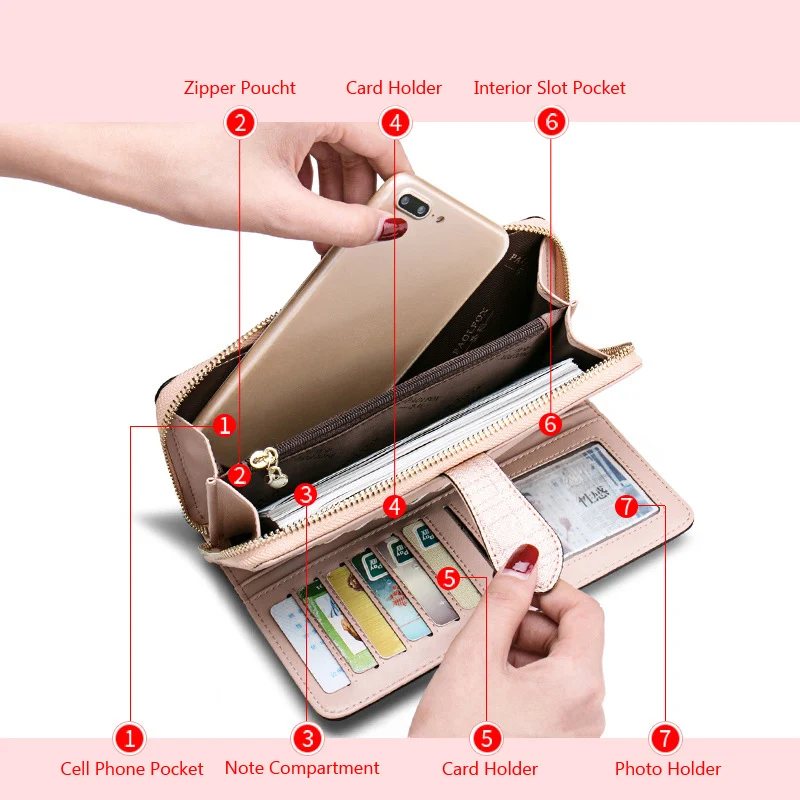 Женский кошелек на молнии из натуральной воловьей кожи вместительный|Женские