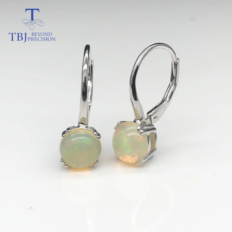 Многоцветные серьги из серебра 925 пробы с натуральным опалом простого стиля