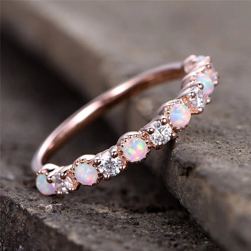 Modyle Опал обручальное кольцо из розового золота Цвет CZ Циркон Vintage Opal Обручение кольца для Для женщин ювелирные изделия дропшиппинг