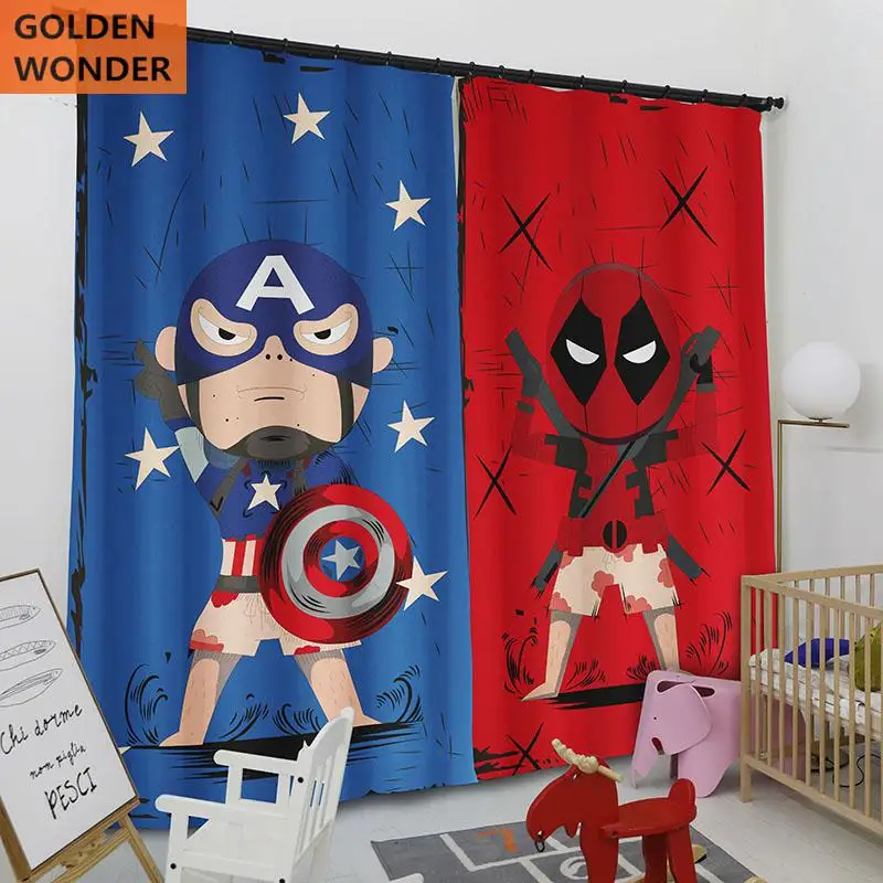 Новый дизайн Мультяшные детские шторы для мальчиков спальни гостиной окон синий