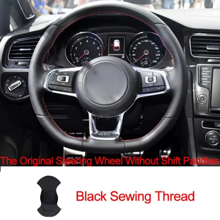 No shift paddleBlack HuiER ручного шитья рулевого колеса автомобиля крышки красный маркер для Volkswagen Golf 7 GTI гольф R MK7 VW Polo GT Scirocco - Название цвета: No shift paddleBlack