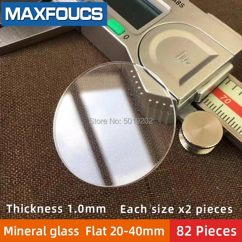 Tabela de Vidro Total de 82 Mineral Espessura Plana Diâmetro 20 mm 40 40mm Cristal Transparente Cada Tamanho x 2 um pi 1.0mm