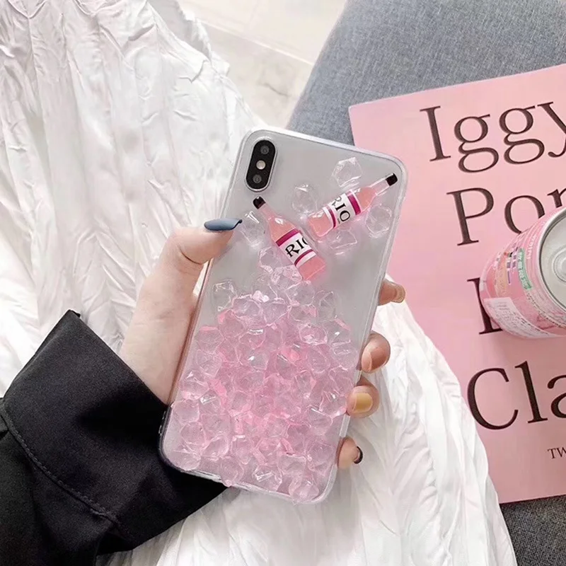 Розовый летний ледяной коктейльный чехол для телефона iphone 6 6s 7 8 Plus синий эпоксидный все включено падение ТПУ мягкий чехол XS Max XS XR X