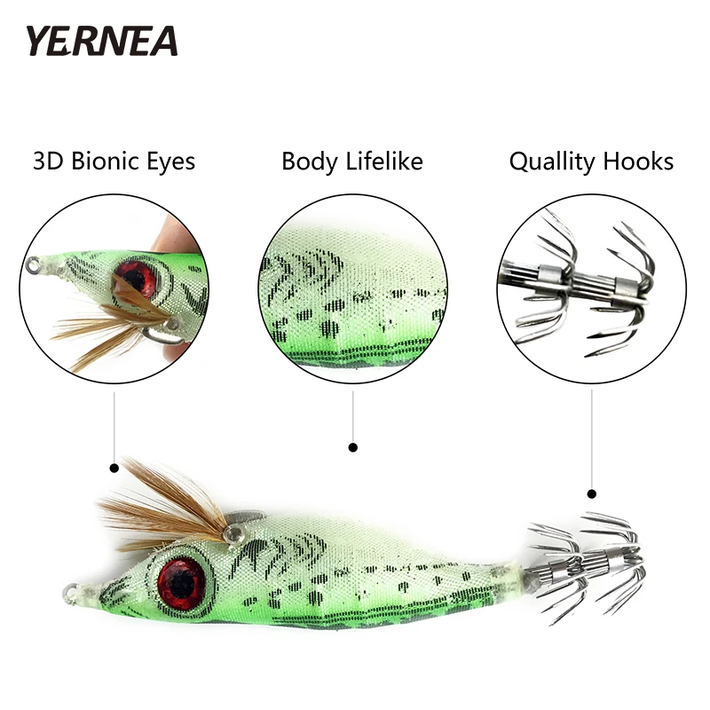 Yernea 5 шт./лот 10 см 3D большой глаз Рыбалка приманки креветки Кальмар джиг
