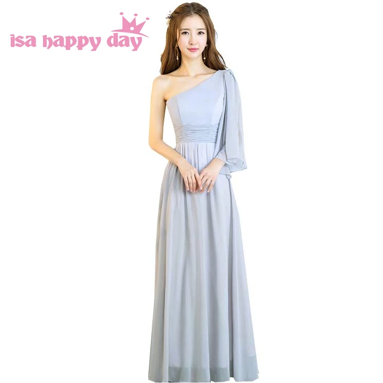 Привлекательное серое ТРАПЕЦИЕВИДНОЕ ПЛАТЬЕ на одно плечо 2020 красивое шифоновое