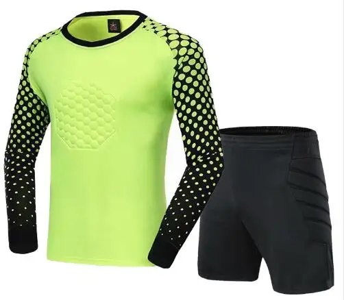 Fluorescent green 2 ZMSM Молодежные Вратарские футбольные майки комплект для взрослых Вратарские футбольные формы губка защита Вратарские Рубашки Брюки и шорты MB-A - Цвет: Fluorescent green 2
