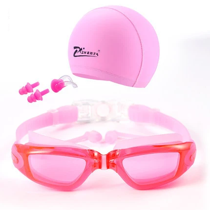 Набор очки для плавания ушные вкладыши носовые клипсы и шапочка гальванические
