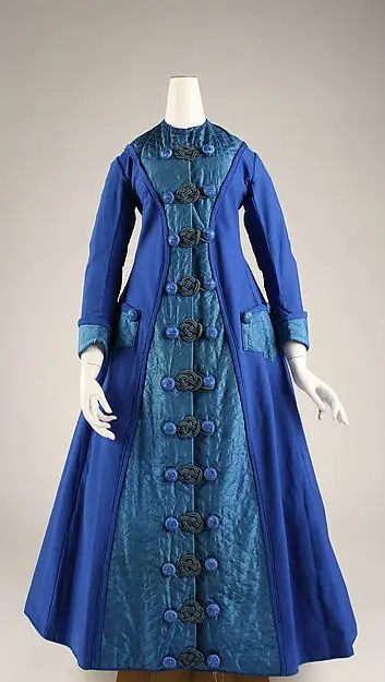 Early 1870s Royal Blue Cotton Long Dressing Gown | Женская одежда