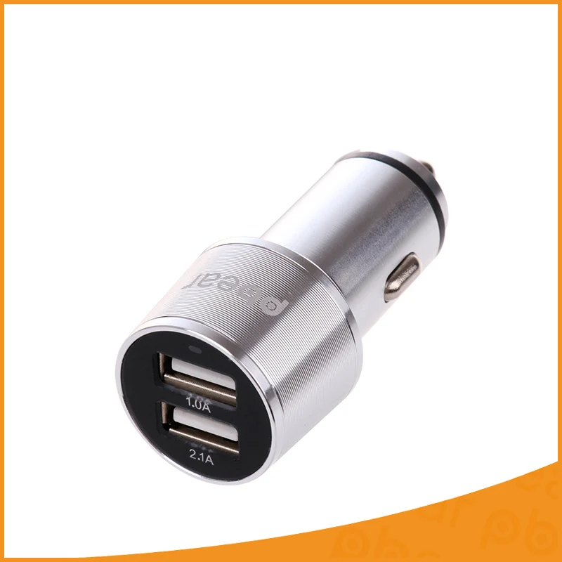 Мини USB Автомобильное Зарядное Устройство 5 В 2.1A Металлический Корпус Dual Портов