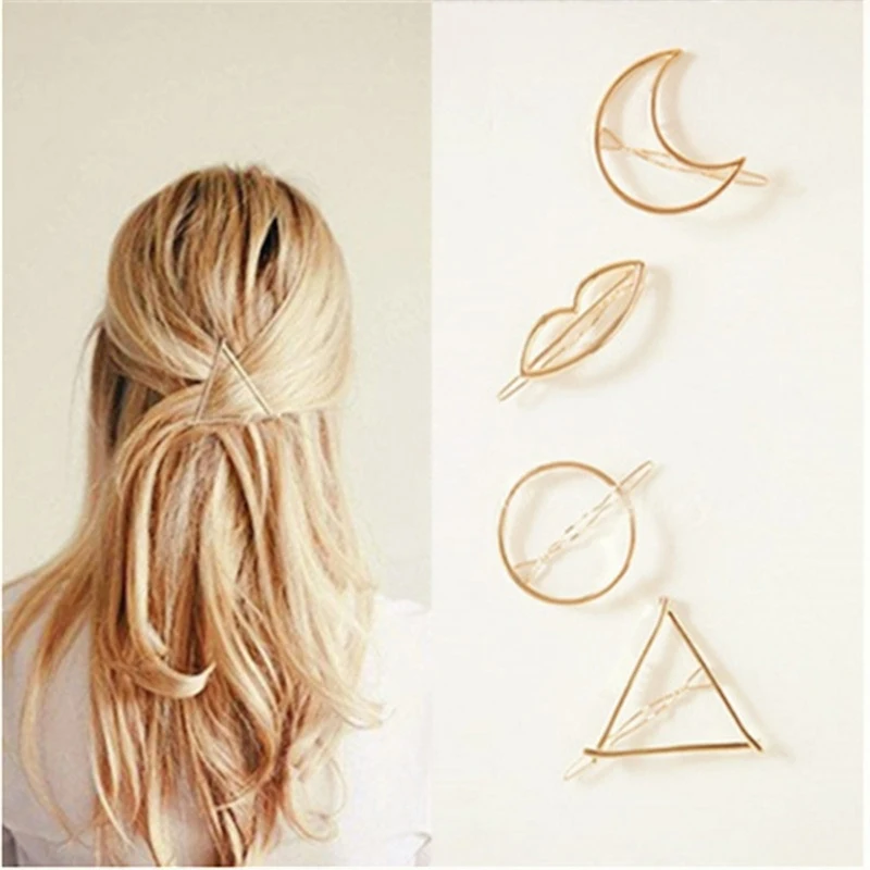 Простая преувеличенная треугольная Луна круглая заколка для волос полые