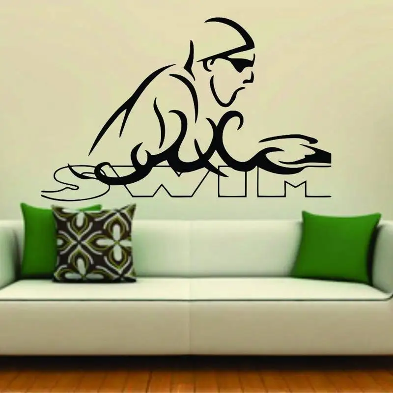 

Swim Sticker Logo Name Swimmer Decal Swimming Posters Vinyl Wall Decals Pegatina Quadro Parede Decor Mural Swim Sticker