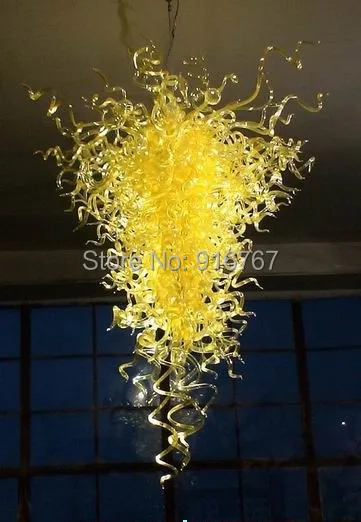 

Glossy Yellow Murano Glass Drop Chandelier Lighting