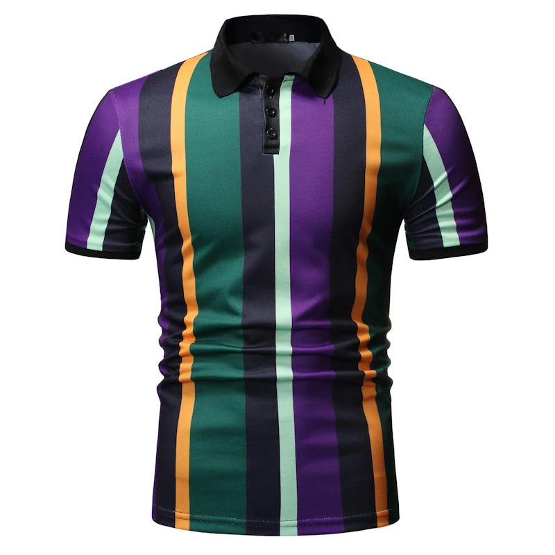 Новое поступление мужские поло повседневные деловые облегающие полосатые